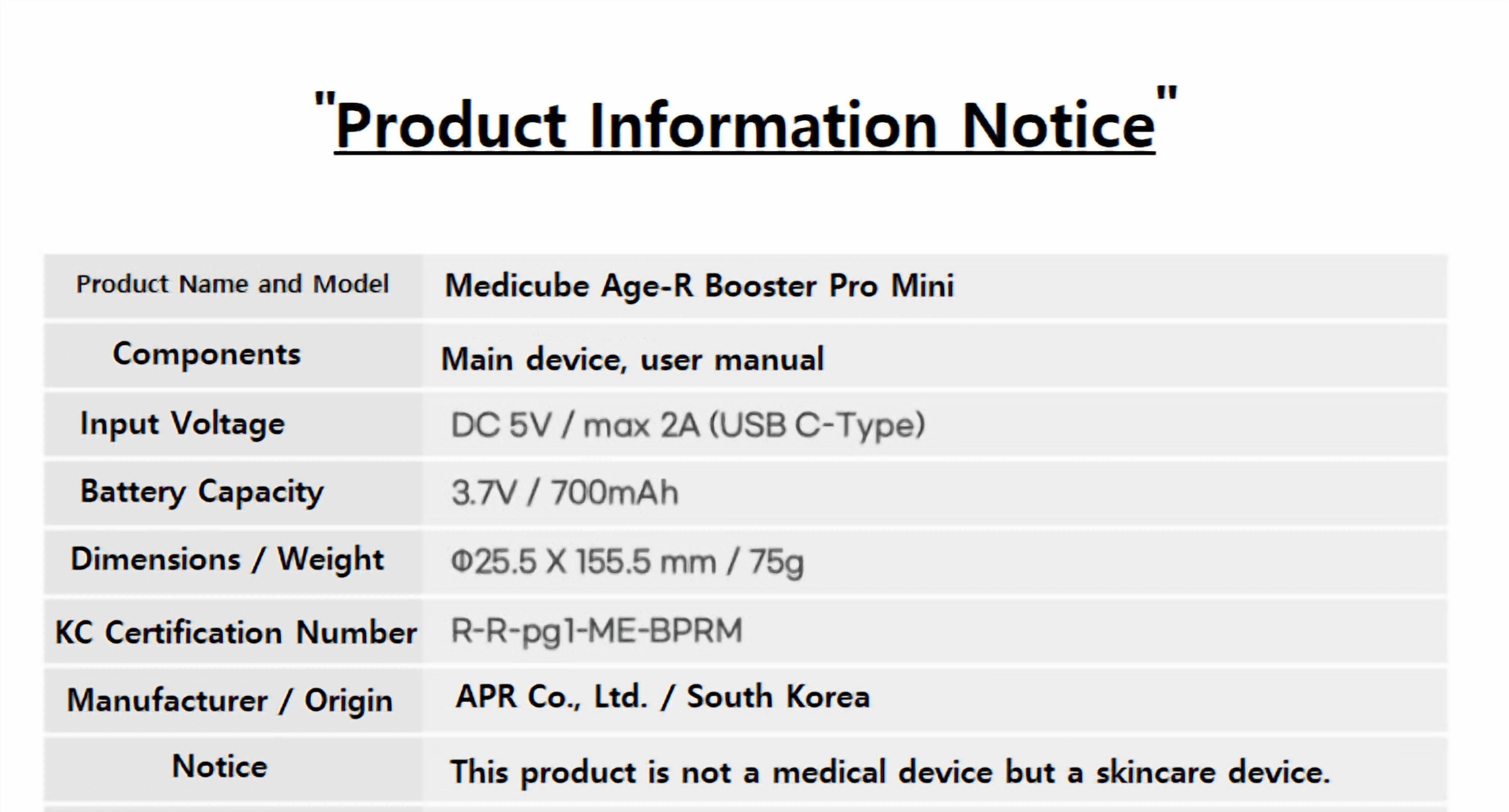 Age-R Booster Pro Mini Skin Toning Device with Rechargeable Battery – White