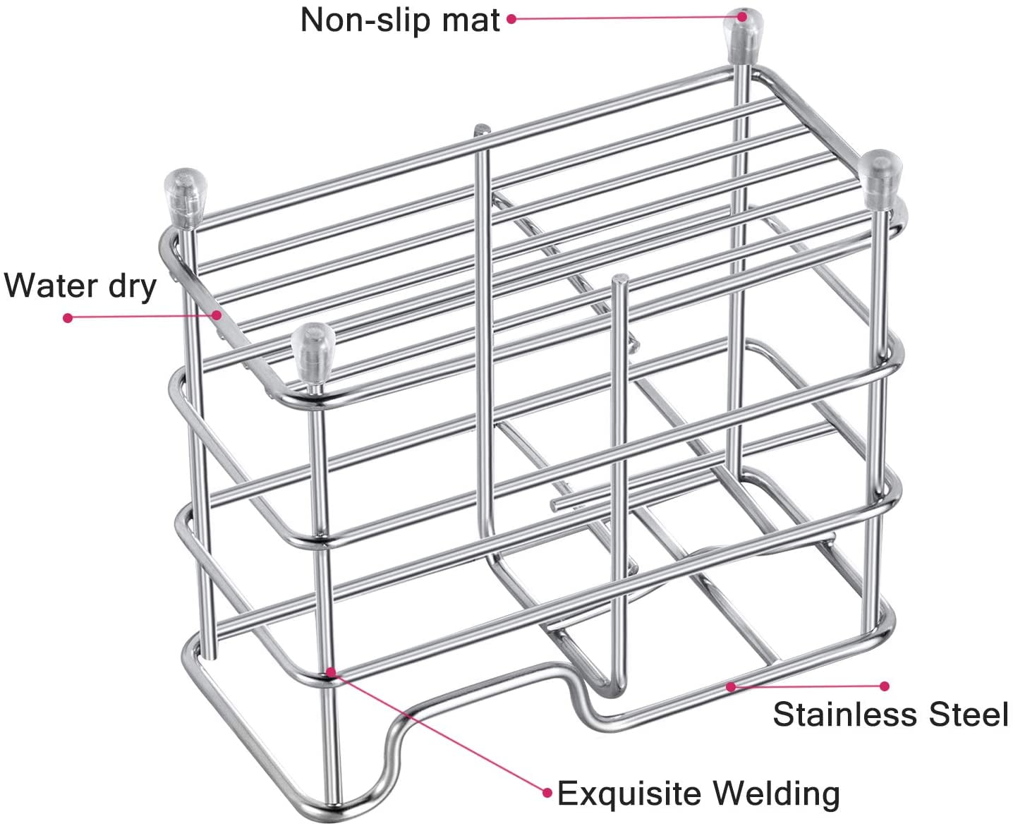 Stainless Steel Toothbrush and Toothpaste Holder for Bathroom, Sturdy and Hygienic, Drain and Rust Prevention, Silver
