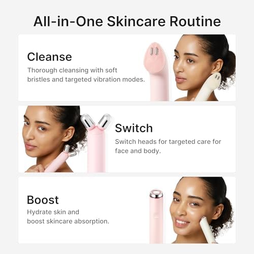 Pink 3-In-1 Device & Skincare Set: Mini Booster Pro plus Full Set, PDRN Jelly to Foam Cleanser and PDRN Booster Gel | Cleanse, Boost & Clear Pores for Radiant, Smooth Skin | Korean Device