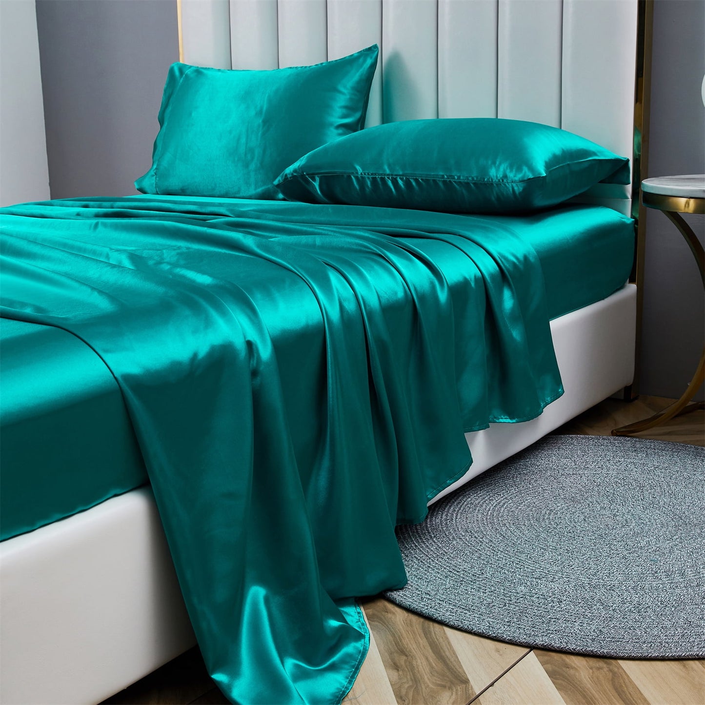 4-Piece Satin Silk Bed Sheet Set, Full – Deep Pocket, Breathable