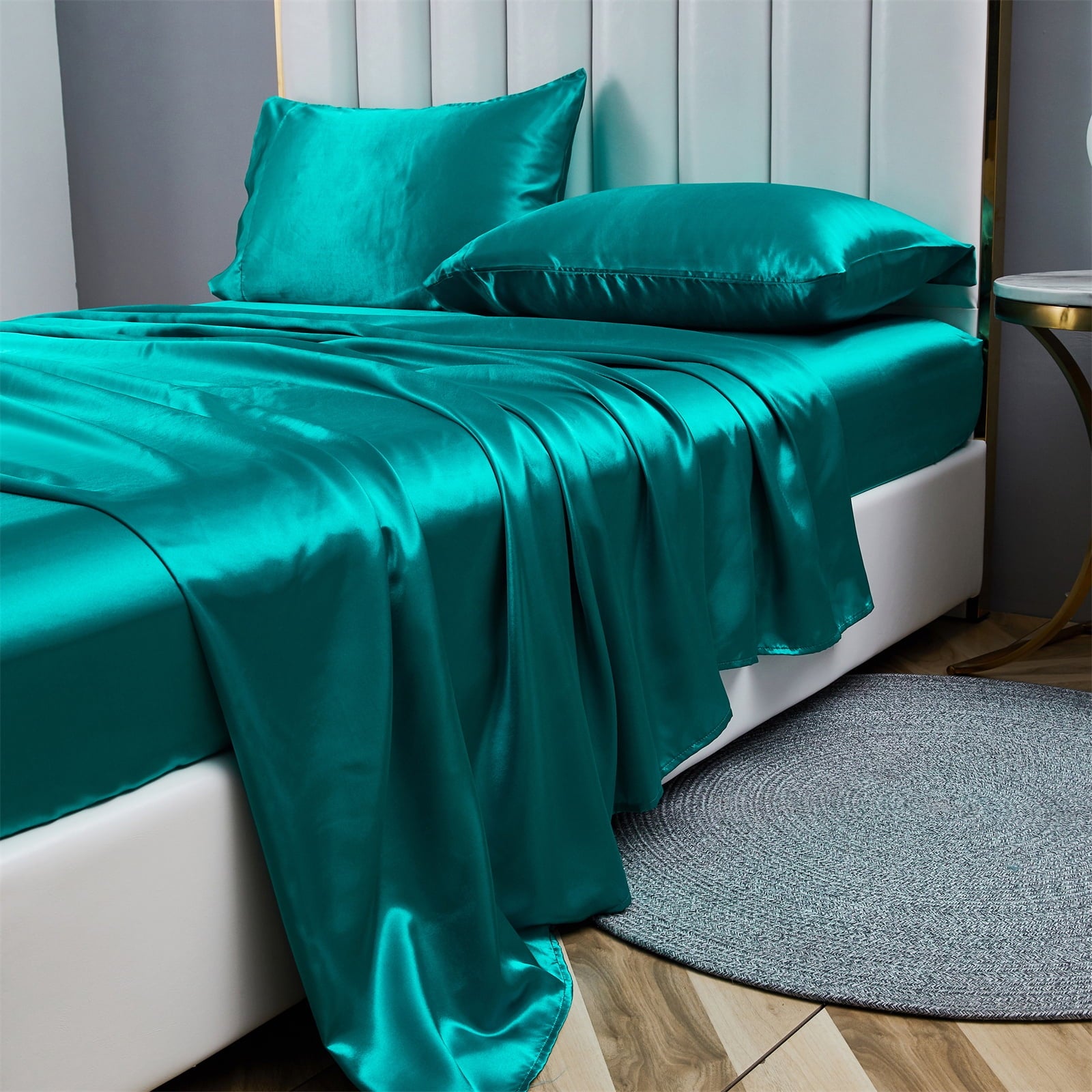 4-Piece Satin Silk Bed Sheet Set, Full – Deep Pocket, Breathable