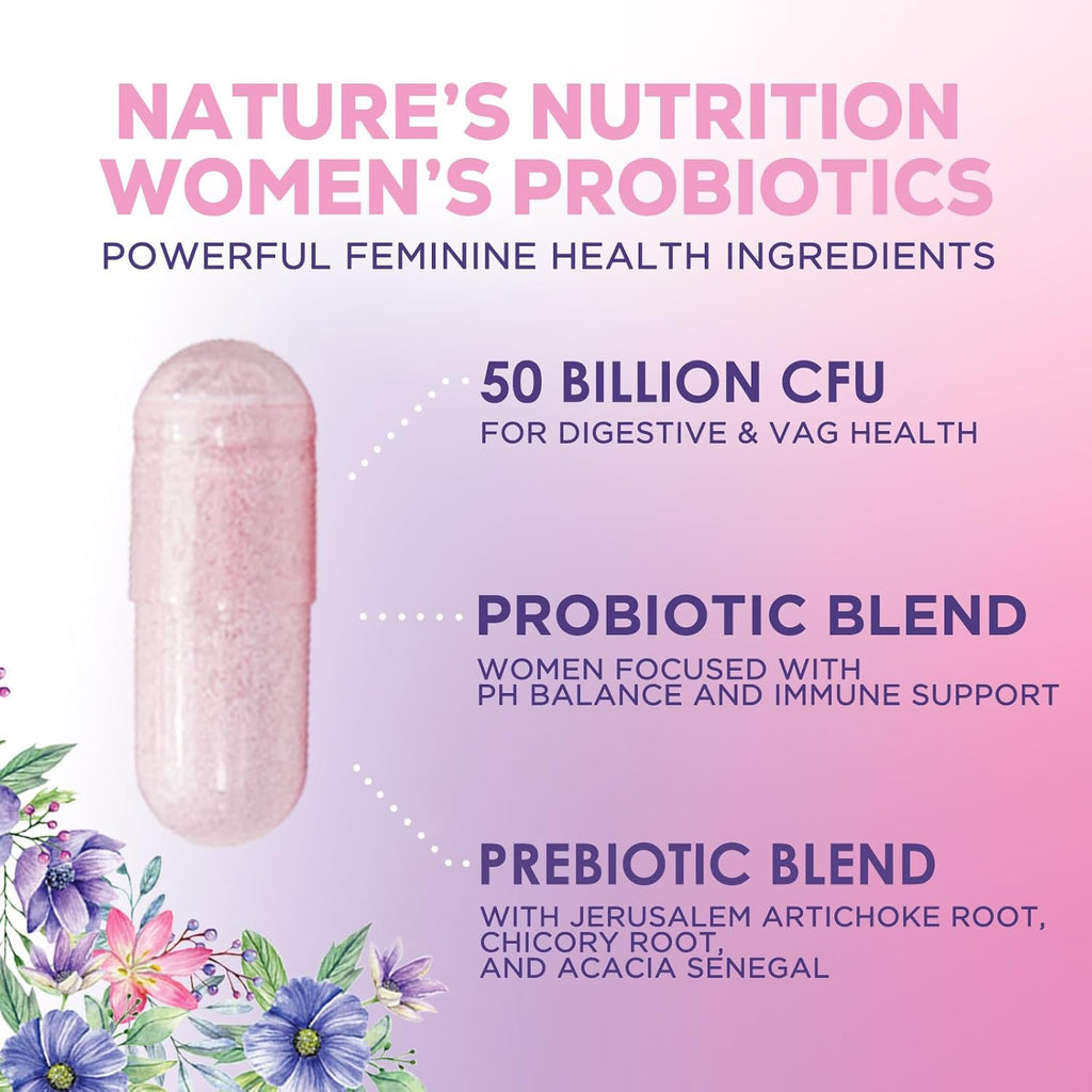 Probiotics for Women - Probiotic Blend 50 Billion CFU per Cap - 16 Feminine Health Strains Women'S Probiotic - Prebiotic for Vaginal PH Balance, Urinary UT Health Support - Bottled USA - 60 Capsules