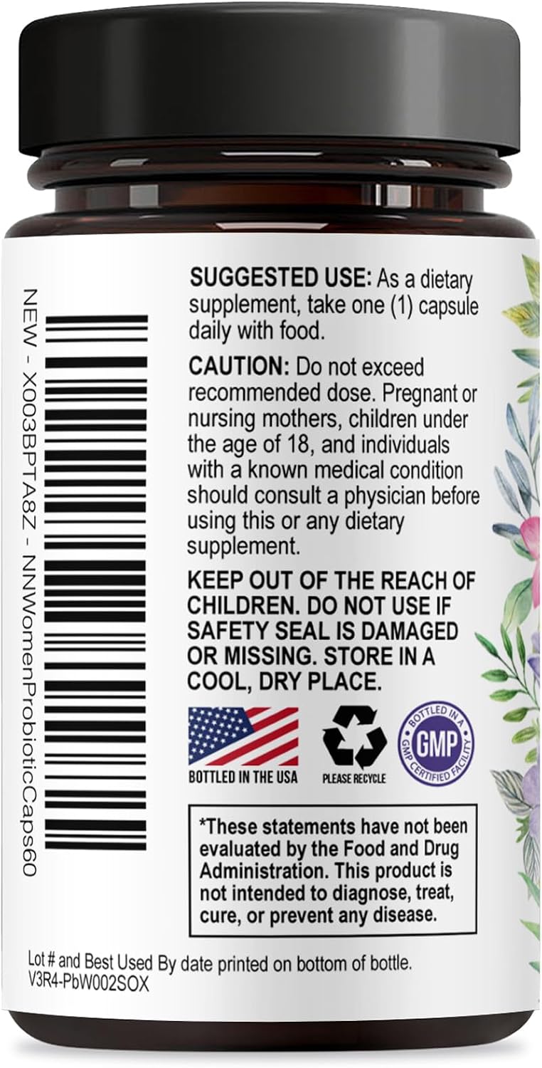Probiotics for Women - Probiotic Blend 50 Billion CFU per Cap - 16 Feminine Health Strains Women'S Probiotic - Prebiotic for Vaginal PH Balance, Urinary UT Health Support - Bottled USA - 60 Capsules