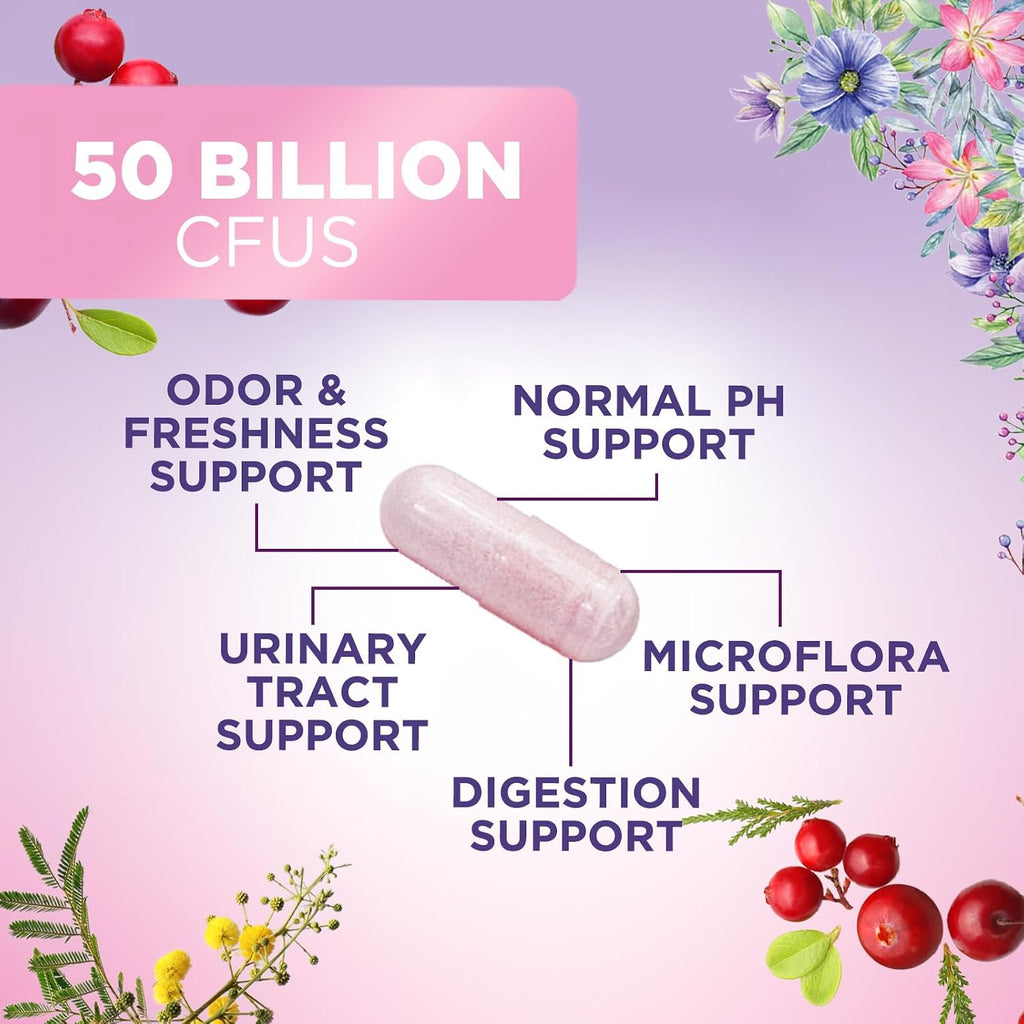 Probiotics for Women - Probiotic Blend 50 Billion CFU per Cap - 16 Feminine Health Strains Women'S Probiotic - Prebiotic for Vaginal PH Balance, Urinary UT Health Support - Bottled USA - 60 Capsules