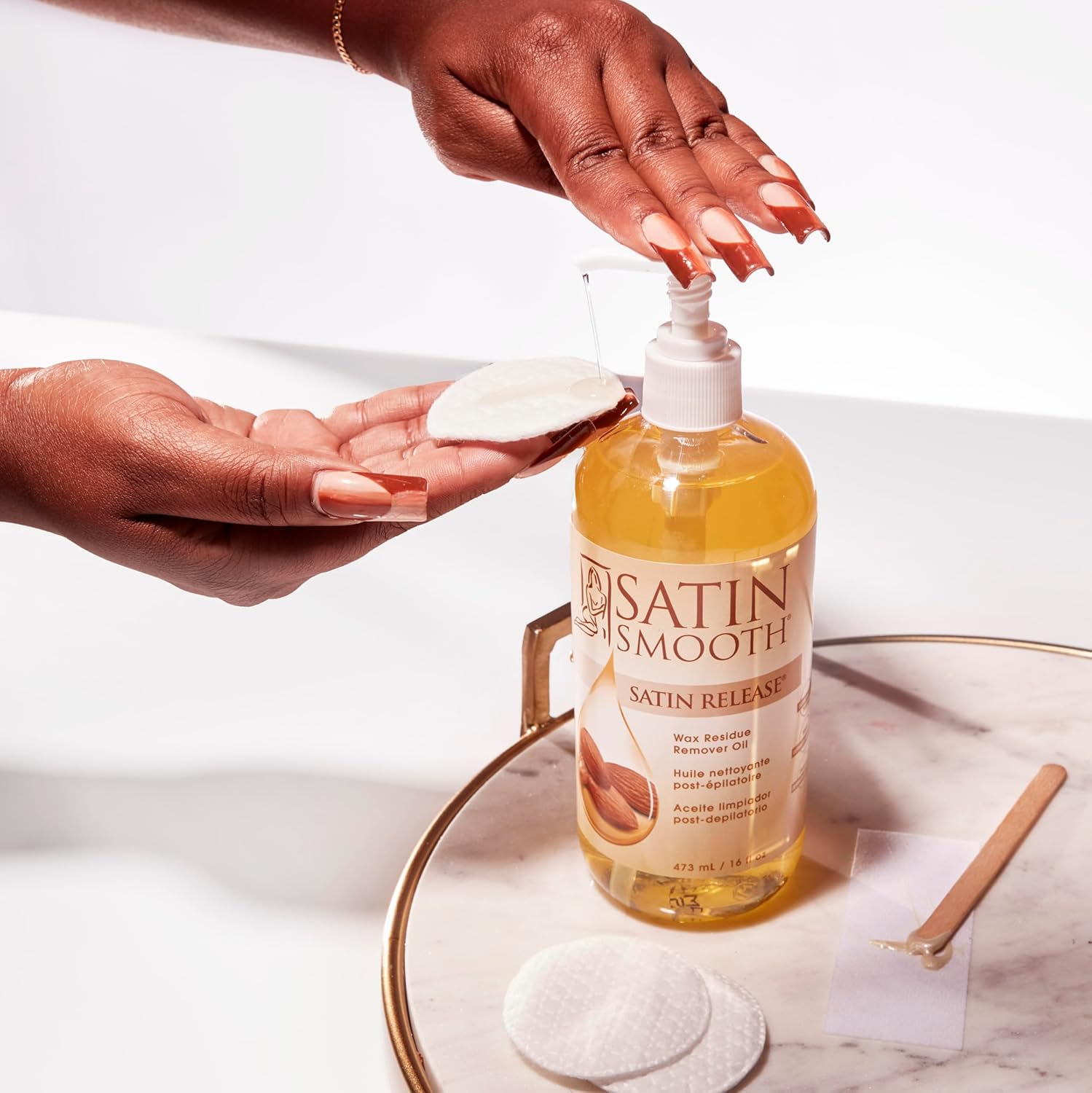 Satin Release Wax Residue Remover Oil, Post-Wax Treatment Fast-Dissolving, 16 Oz, 1-Pack | Aftercare Skin Cleanser, Quickly Dissolves Sticky Cleanup Fluids, Professional Salon Soothing Post Epilatory Formula