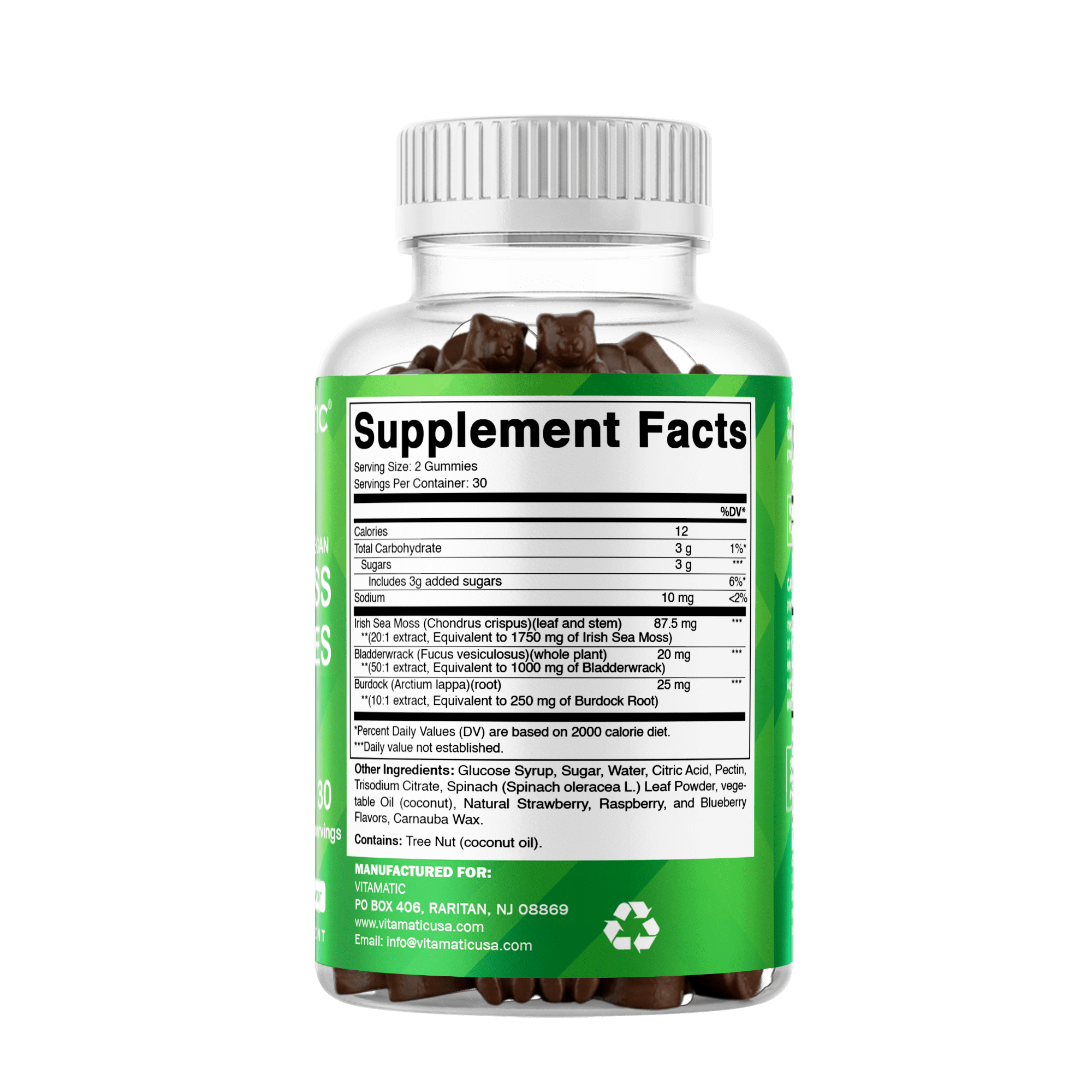 Irish Sea Moss Gummies - 3000 Mg - 60 Vegan Gummies - Made with Bladderwrack & Burdock Root - Seamoss Supplement for Thyroid, Energy, Immune Support
