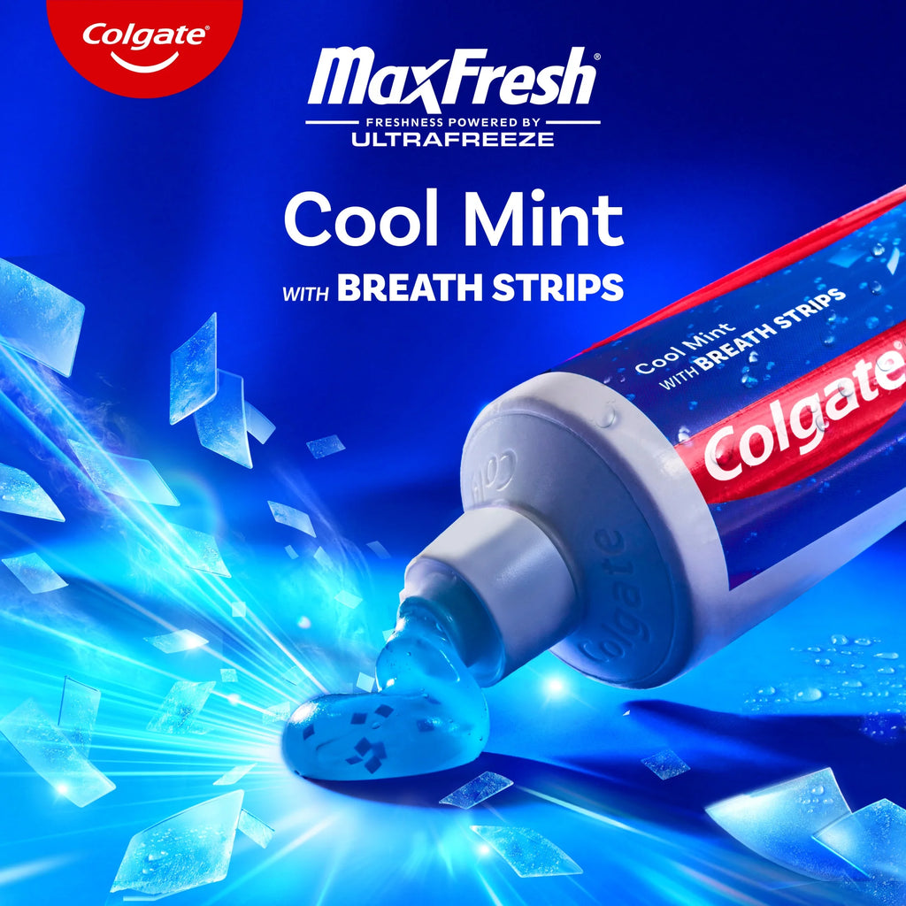 Max Fresh with Whitening Toothpaste with Mini Breath Strips, Cool Mint Toothpaste for Bad Breath, 6.3 Oz Tube